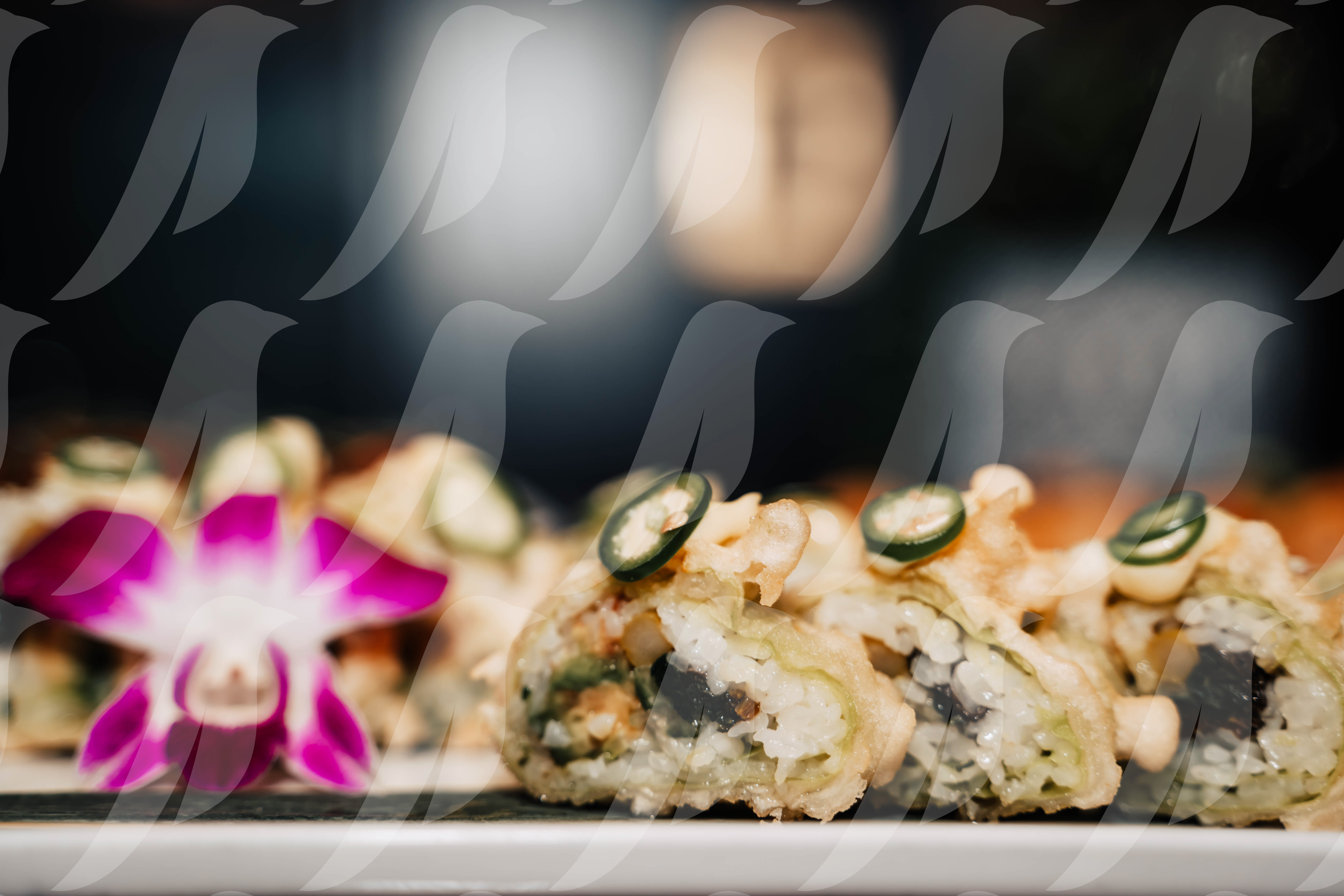 A detail of food at a private EA Society dinner.